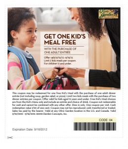 New Free Kids Meal At Olive Garden Coupon Raising Whasians