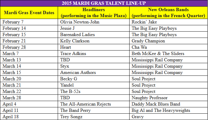 2105 unverisal mardi gras concert line up