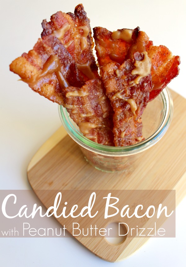 Easy candied bacon recipe with peanut butter drizzle Candied bacon recipe peanut butter drizzle This easy candied bacon with a peanut butter drizzle would be amazing as an appetizer or as a special treat. #Recipe #Appetizer