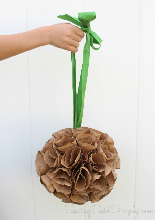 Easy hanging paper flower topiary