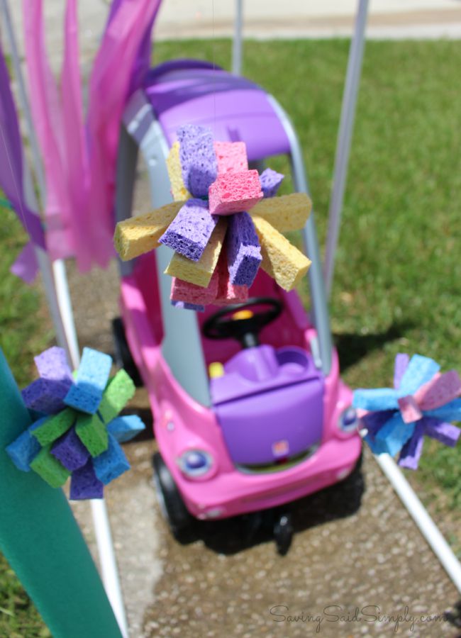 DIY Kid Car Wash | Step2 Easy Turn Coupe Review - Make your own Easy DIY Toddler Car Wash featuring PVC pipes for a fun summer kids activity. Full tutorial, directions & more. Perfect budget water play idea - #DIY #SummerFun #WaterPlay #FunForKids