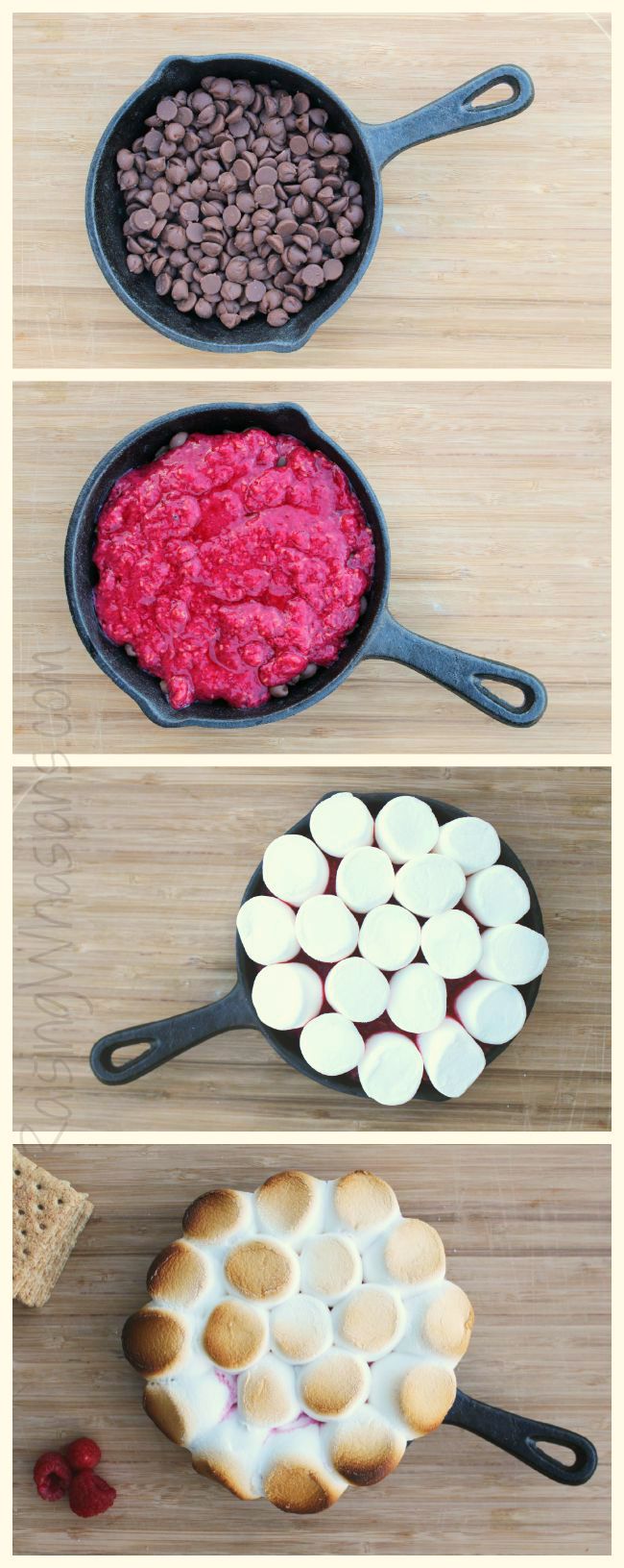 Smores dip raspberries Easy Smores Dip Recipe with Raspberries | Make this delicious s'mores inspired dessert in minutes! Chocolate, marshmallow & graham crackers for dipping! #Dessert #Recipe #SummerRecipe 