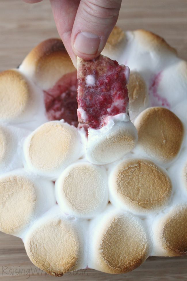 Smores dip with raspberries