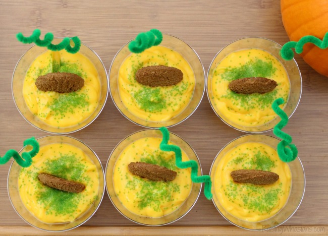 Pumpkin patch pudding cups Halloween inspired treat Halloween dessert for kids