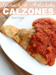 Spinach artichoke calzones with sausage