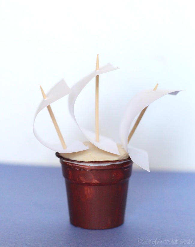 Mayflower craft for kids using k cups K-cup craft for kids