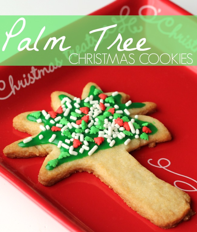 Spread Cheer with Palm Tree Christmas Cookies | make these unique Florida-inspired sugar cookies for your next holiday cookie exchange party! #CookieParty #Christmas