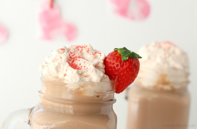 Strawberry whipped cream hot chocolate Enjoy a perfect date night in with this Easy Strawberry Whipped Cream + Valentine's Day Hot Cocoa Recipe. Easy hot chocolate recipe! #DrinkRecipe #Recipe 