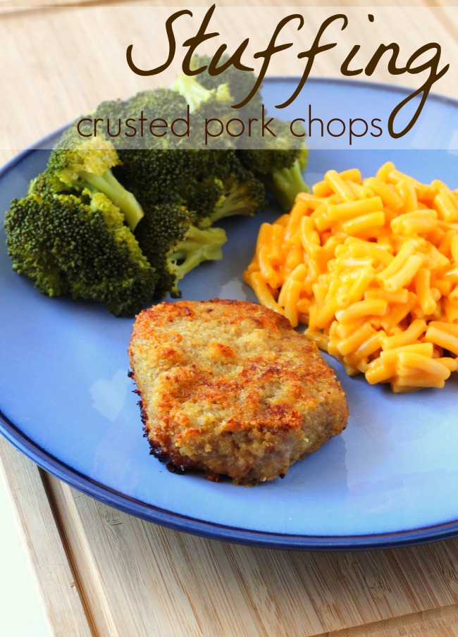 Easy stuffing crusted pork chops with our favorite weeknight meal