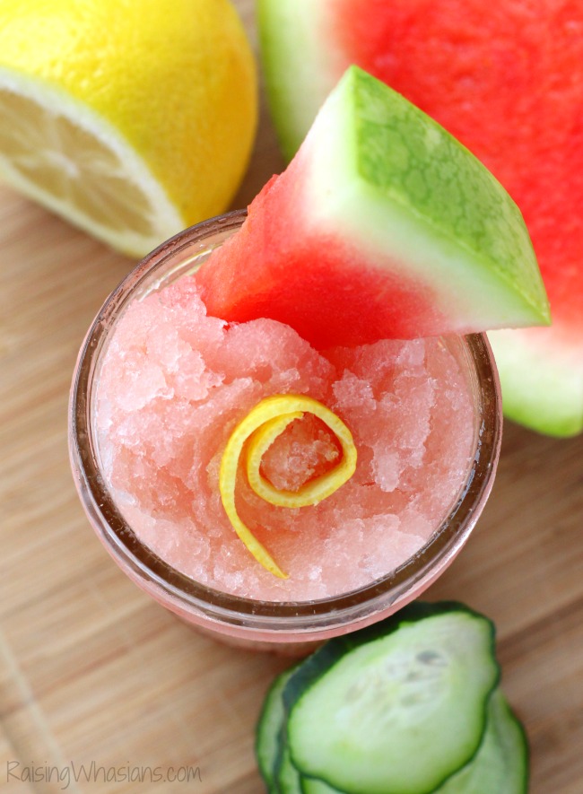 Watermelon cucumber lemonade slush