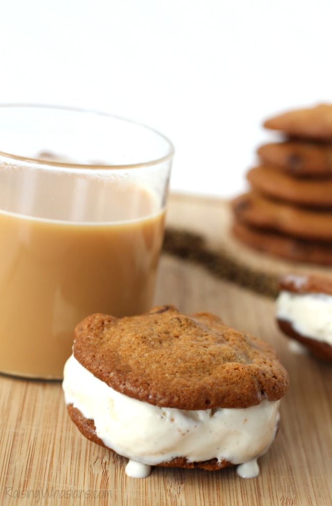 Chai Chocolate Chip Cookie Ice Cream Sandwiches | Pair this Chai Chocolate Cookie Recipe with new TAZO® Chai Latte K-Cup® pods review for summer #Recipe #Dessert #DessertRecipe