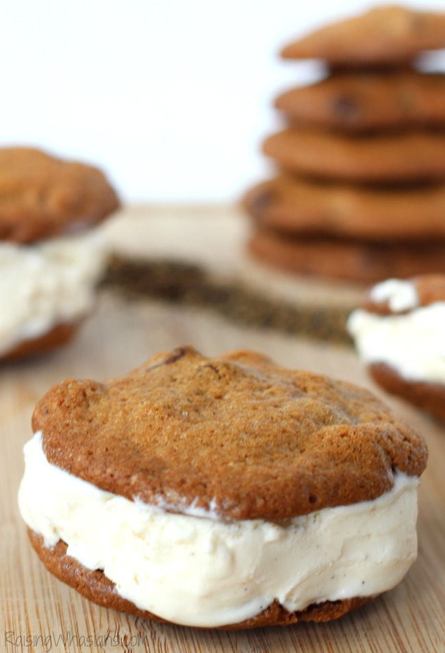 Chai Chocolate Chip Cookie Ice Cream Sandwiches | Pair this Chai Chocolate Cookie Recipe with new TAZO® Chai Latte K-Cup® pods review for summer #Recipe #Dessert #DessertRecipe