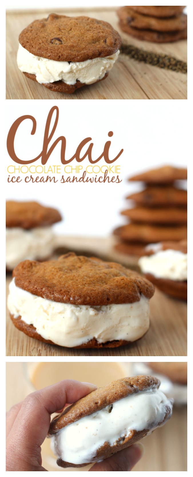 Chai Chocolate Chip Cookie Ice Cream Sandwiches | Pair this Chai Chocolate Cookie Recipe with new TAZO® Chai Latte K-Cup® pods review for summer #Recipe #Dessert #DessertRecipe