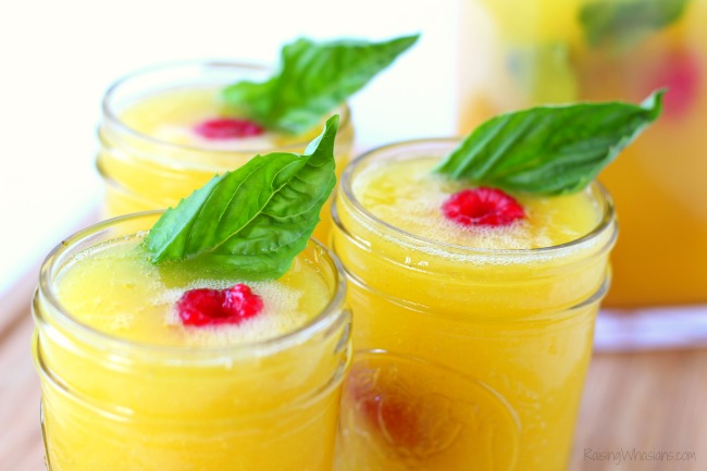 Mango basil lemonade Raspberry Mango Basil Lemonade | Cool off with this refreshing non-alcohol drink featuring fresh fruit flavors, perfectly kid-friendly! #Recipe #DrinkRecipe #PartyPlanning