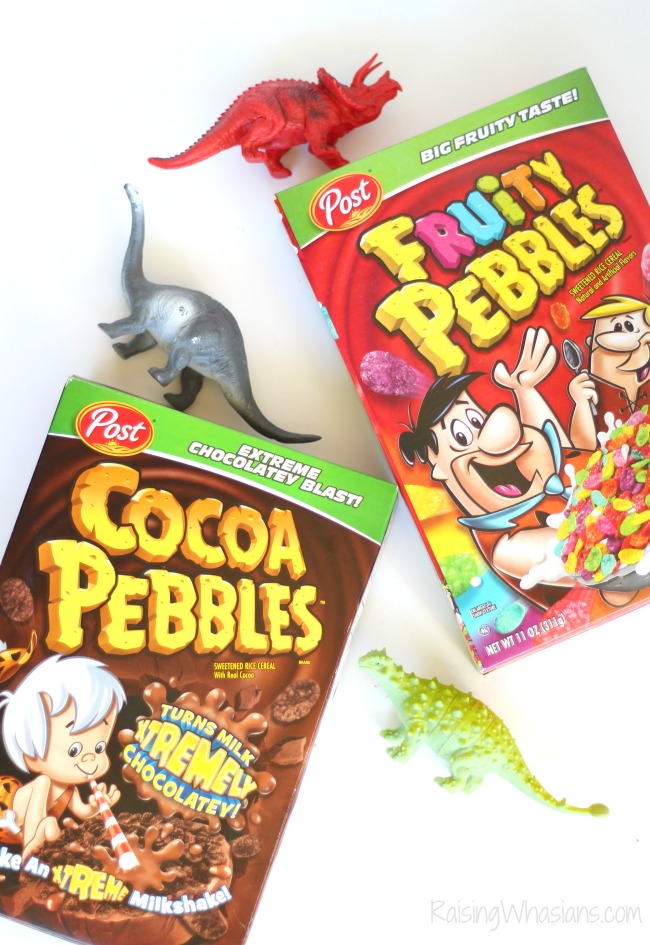 Dinosaur Sensory Bin with Edible Volcano | Fun kids activity and snack in one! DIY Dinosaur Sensory Bin + Edible Volcano Recipe with Cocoa & Fruity Pebbles - Sensory play idea for kids. This preschool sensory play idea is non toxic and edible for kids - #Recipe #SensoryPlay #Preschool #KidsActivities 