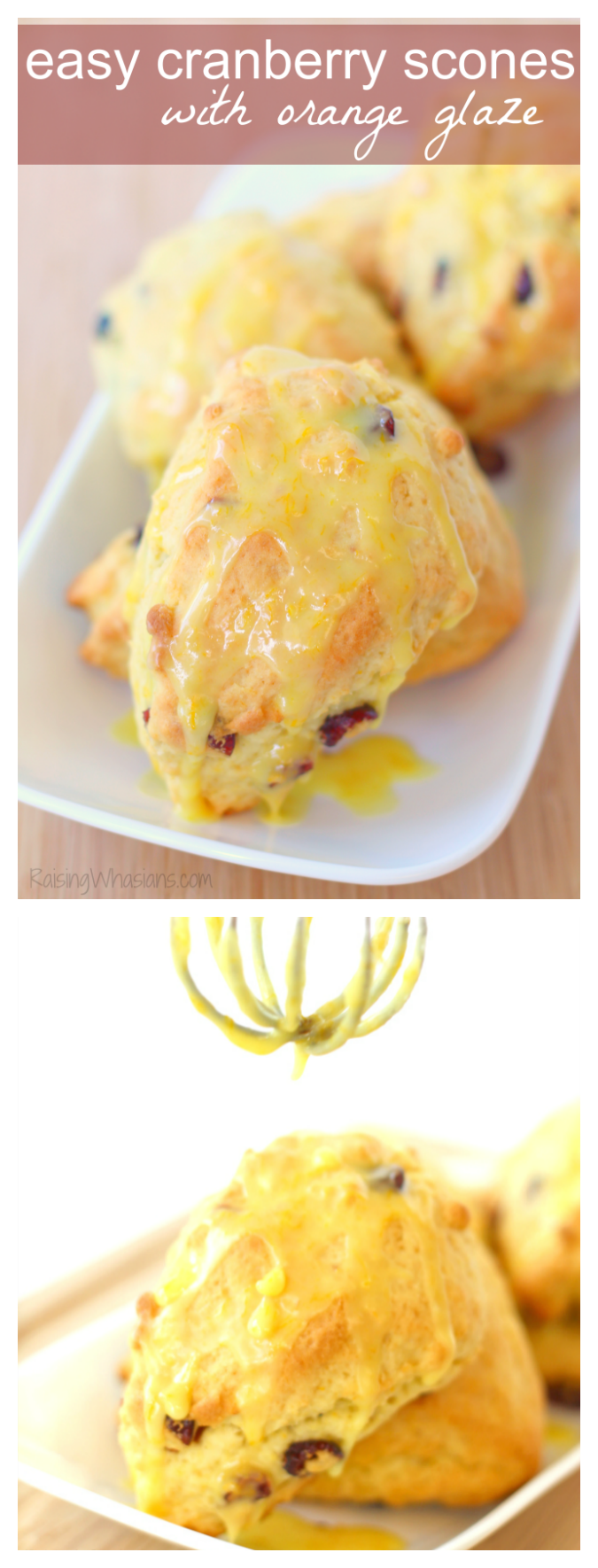 Easy Cranberry Scones with Simply Orange Glaze | Make this easy scone recipe with orange zest & cranberries - topped with sweet Simply Orange Low Acid Glaze #Recipe #Breakfast #Dessert 