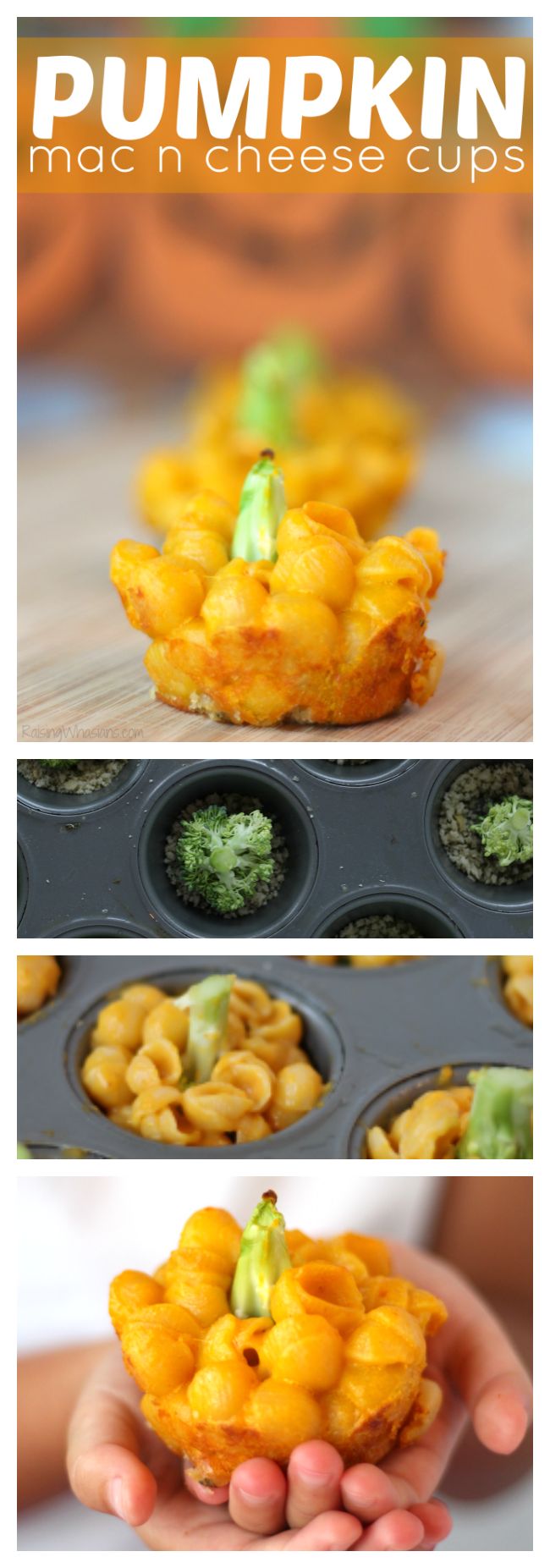 Easy Pumpkin Mac N Cheese Cups | Kid-friendly macaroni and cheese cups for fall, in the shape of a pumpkin! Perfect organic side dish, easy to make #Recipe #KidsRecipe