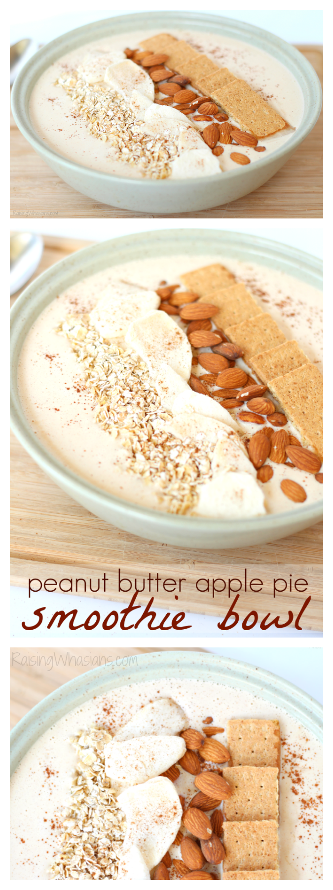 Peanut Butter Apple Pie Smoothie Bowl | Enjoy apple pie for breakfast with this delicious and easy fall inspired smoothie bowl recipe