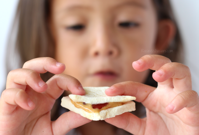 Peanut butter jelly apple sandwiches