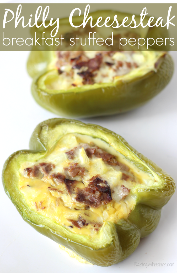 Breakfast philly cheesesteak stuffed peppers