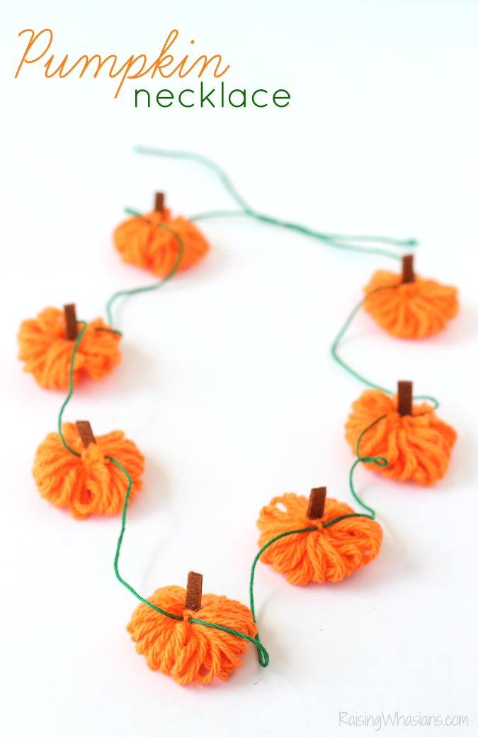 Easy yarn pumpkin necklace craft