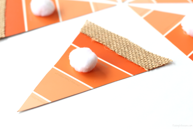 Ombre Paint Chip Pumpkin Pie Craft + 70 More Fall Crafts - Raising Whasians Pumpkin pie paint chip craft