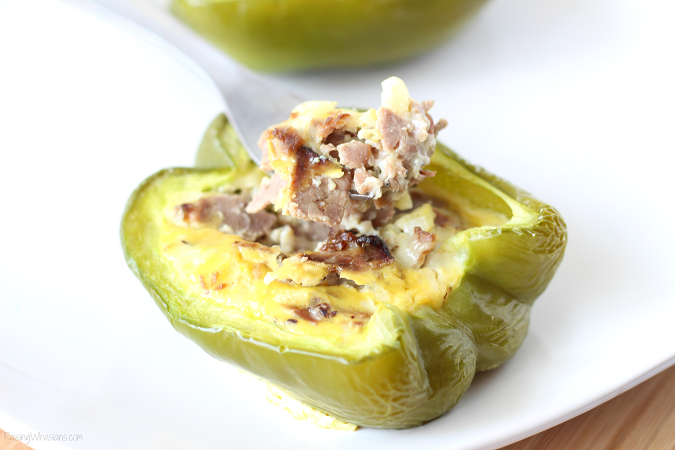 Breakfast Philly Cheesesteak Stuffed Peppers | Low carb, high protein breakfast with Philly Cheesesteak & Stuffed Peppers together in this tasty recipe #Breakfast #Recipe #BreakfastRecipe