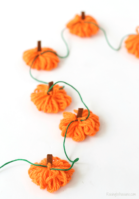 45 Thankful Thanksgiving Crafts fo Kids - Raising Whasians Easy yarn pumpkin garland