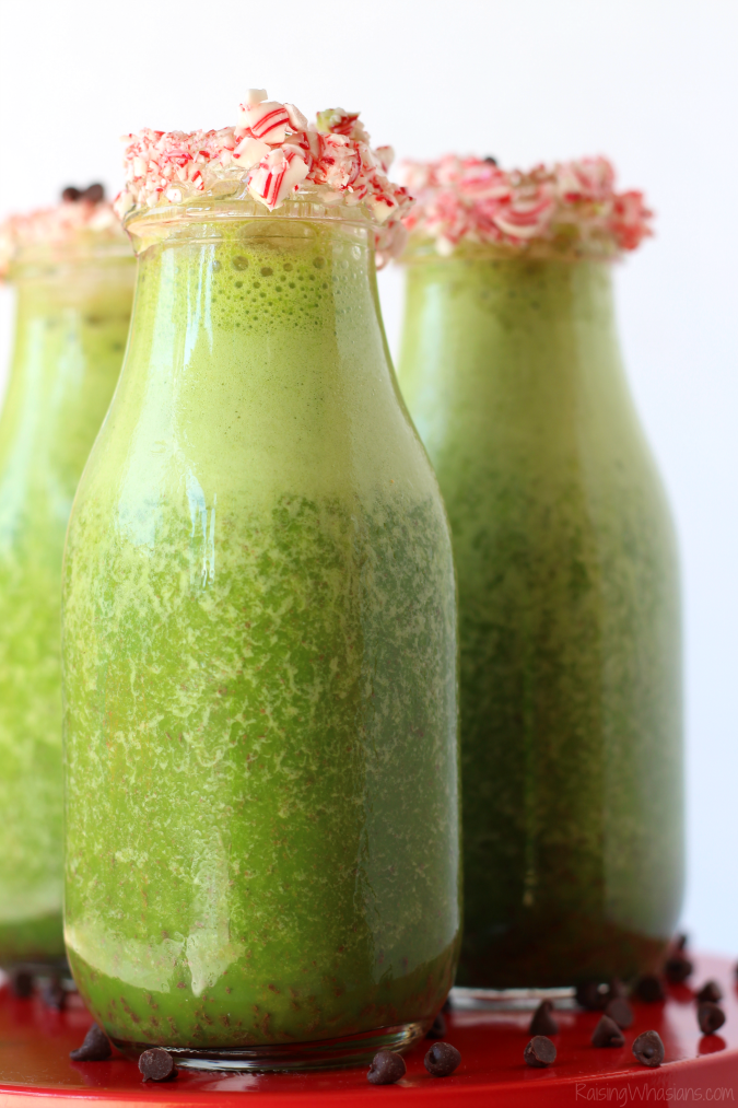 Healthy mint chocolate chip milkshake