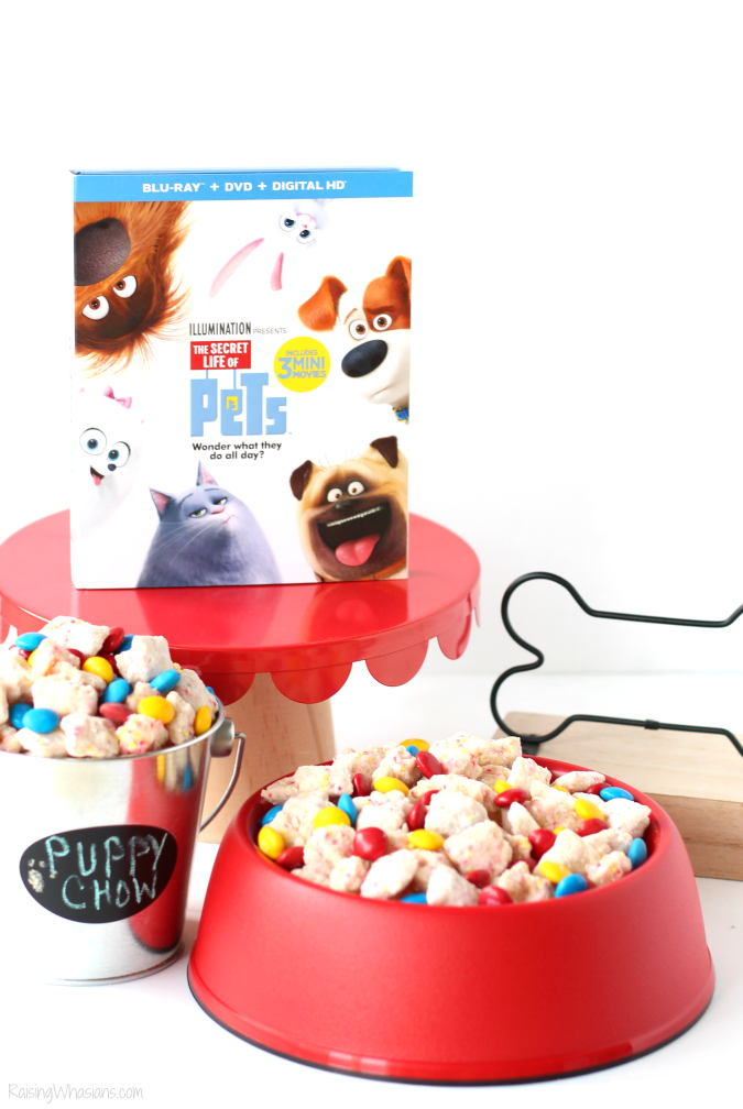 The Secret Life of Pets Puppy Chow & Family Movie Night Ideas | Make an easy The Secret Life of Pets inspired snack + ideas for a pet inspired movie party #PartyPlanning #Recipe 