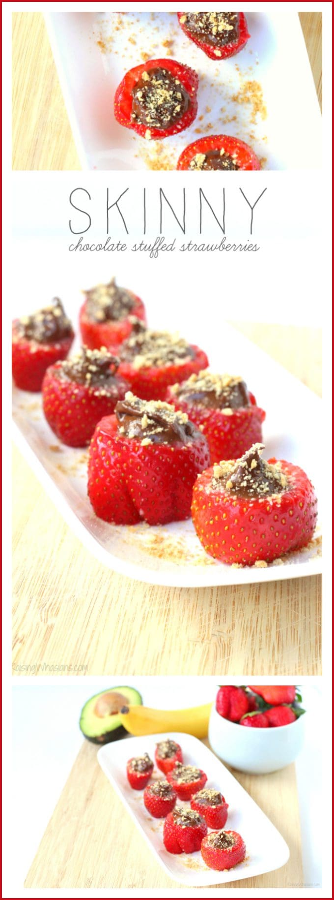 Skinny chocolate stuffed strawberries pinterest Kid approved strawberry snack idea Skinny Chocolate Stuffed Strawberries | An easy & healthy dessert that's kid-approved! Lower sugar and lower calories + a "Secret" avocado ingredient for a no-guilt treat! #HealthySnack #Recipe #HealthyRecipes #kidsSnacks