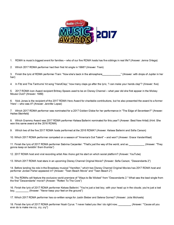 Radio Disney Music Awards Party Ideas + Printables - Raising Whasians Radio Disney music awards trivia
