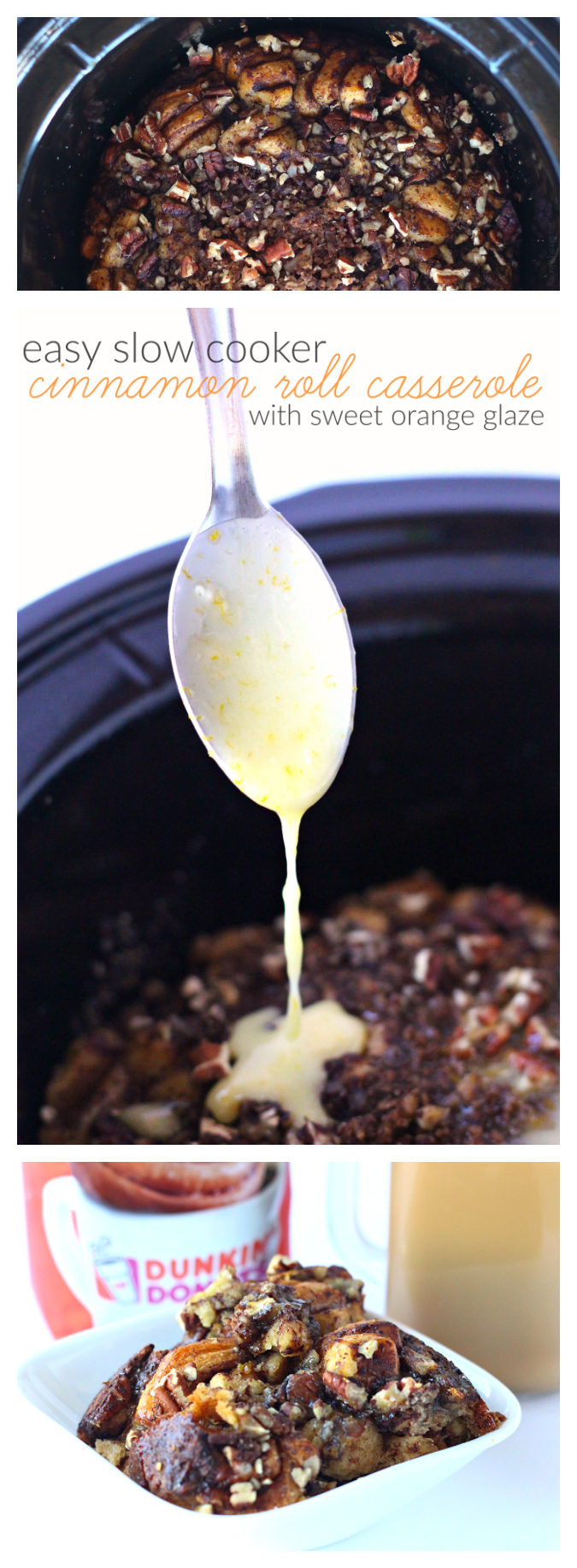 Easy slow cooker cinnamon roll casserole orange glaze pinterest