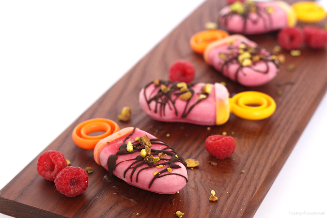 Say hello to summer with Chocolate Raspberry Popsicles with Pistachio Crumble | sweet, tart, crunchy & savory with a healthy twist. This summer recipe is a must for summer family fun! #HealthyRecipe #Recipe #Healthy #Dessert #SummerRecipe