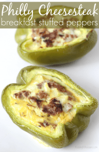 Breakfast Philly cheesesteak stuffed peppers