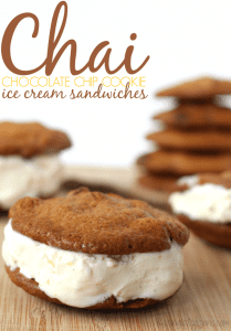 Chai chocolate chip cookie ice cream sandwiches
