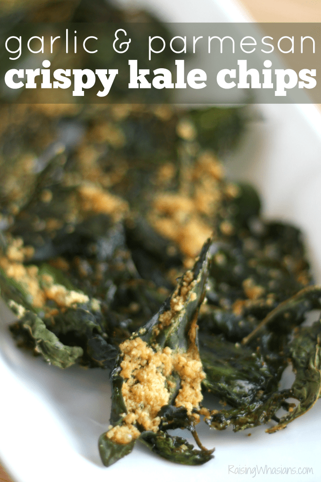 Crispy Kale Chips with Garlic & Parmesan - Raising Whasians
