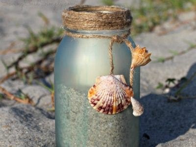DIY sea glass candle