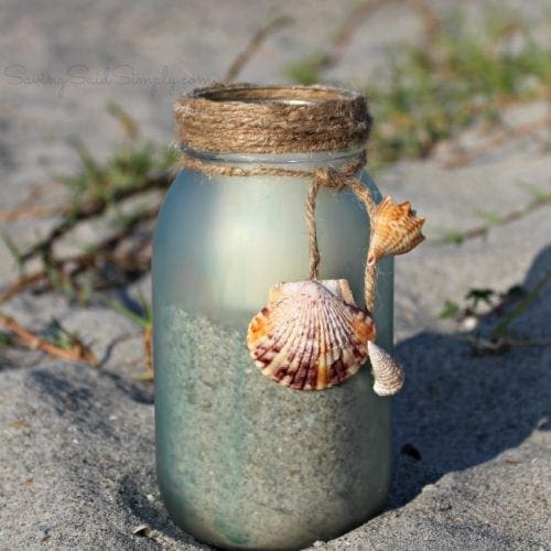 DIY sea glass candle