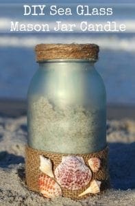 DIY sea glass mason jar candle holder