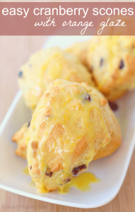 Easy cranberry scones with simply orange glaze