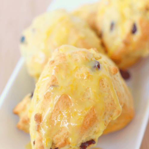 Easy cranberry scones with simply orange glaze