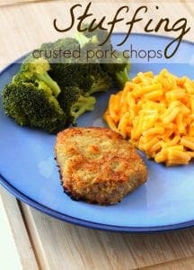 Easy stuffing crusted pork chops