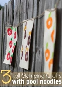 Fall stamping crafts with pool noodles