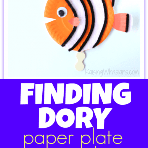 Finding Dory paper plate craft puppets