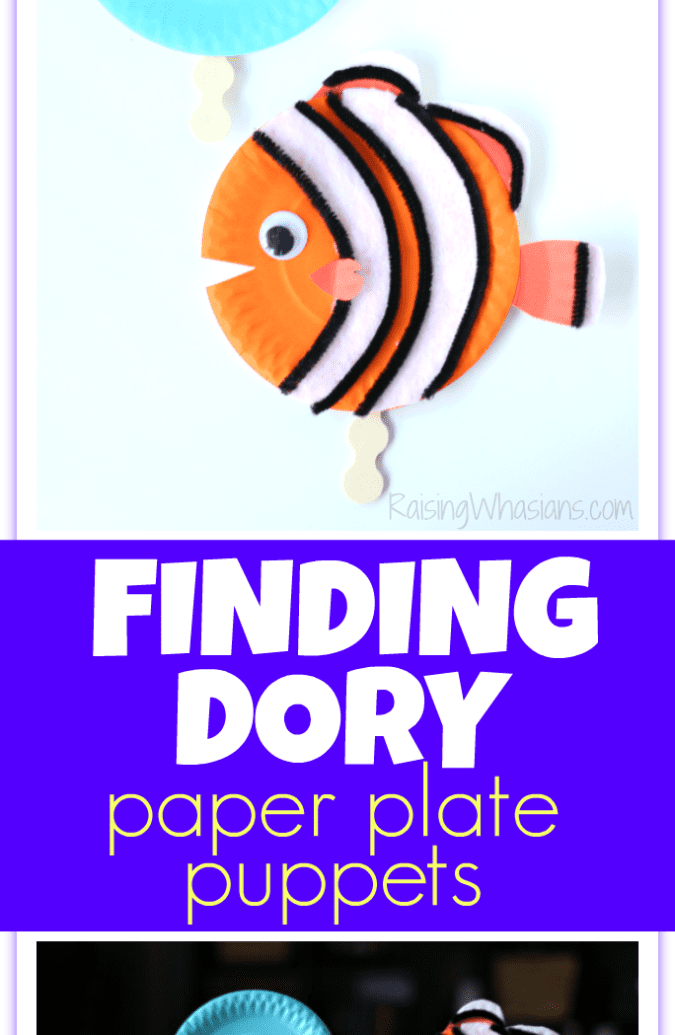 Finding Dory paper plate craft puppets