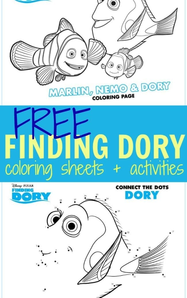 Free finding Dory coloring sheets kids activities