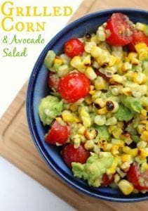 Grilled corn and avocado salad