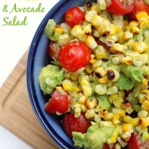 Grilled corn and avocado salad