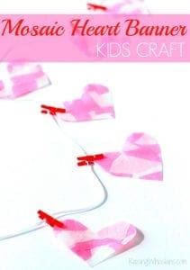 Mosaic heart Valentine's day banner kids craft